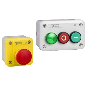 Schneider Electric XALEK1 empty control station - light grey base, yellow cover